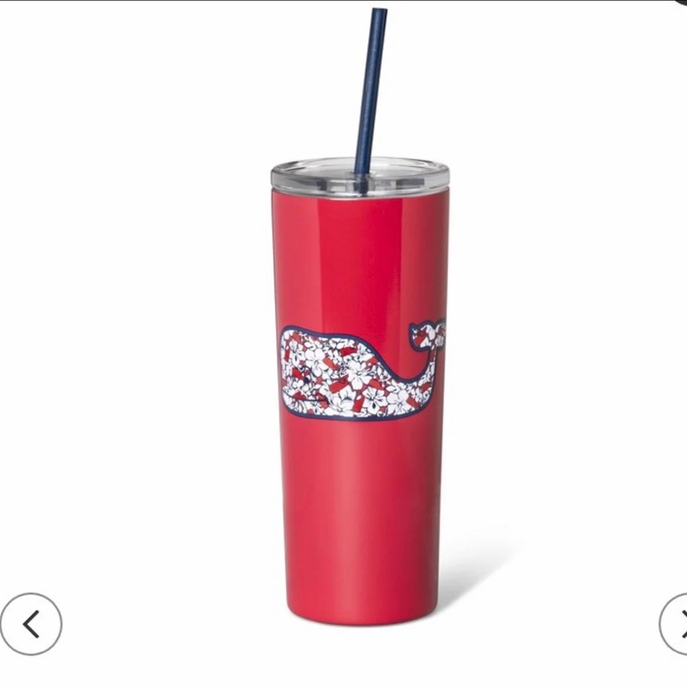 VINEYARD VINES Lidded Drinkware Red Hibiscus
